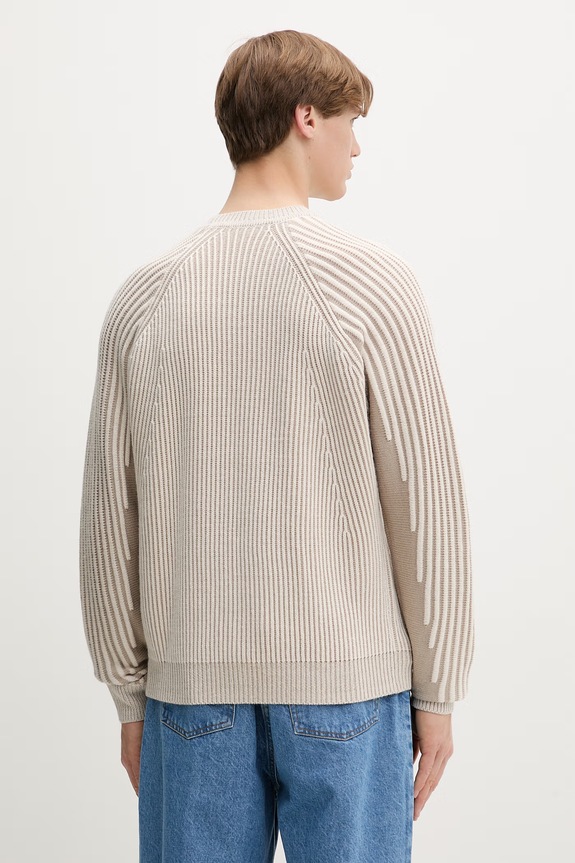 Odzież Filling Pieces sweter męski z wełną Knit Sweater Raglan 422575500261 beżowy