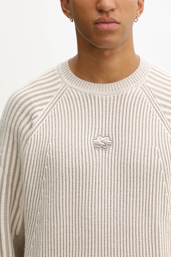 Filling Pieces Knit Sweater Raglan with wool Men's beige 422575500261