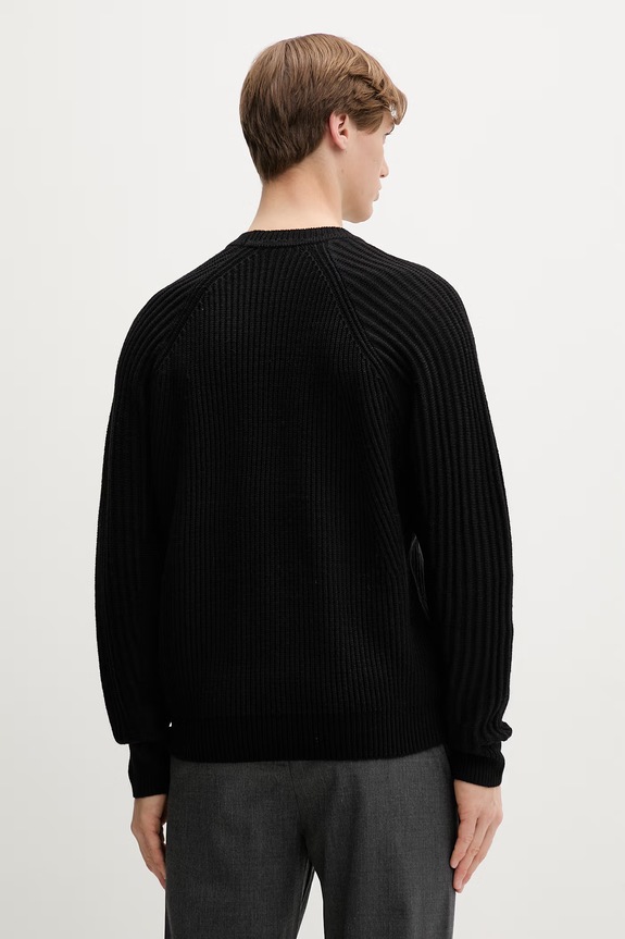 Odzież Filling Pieces sweter męski z wełną Knit Sweater Raglan 422575500261 czarny