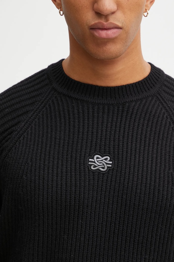 Filling Pieces Knit Sweater Raglan sweter z wełną męski czarny 422575500261