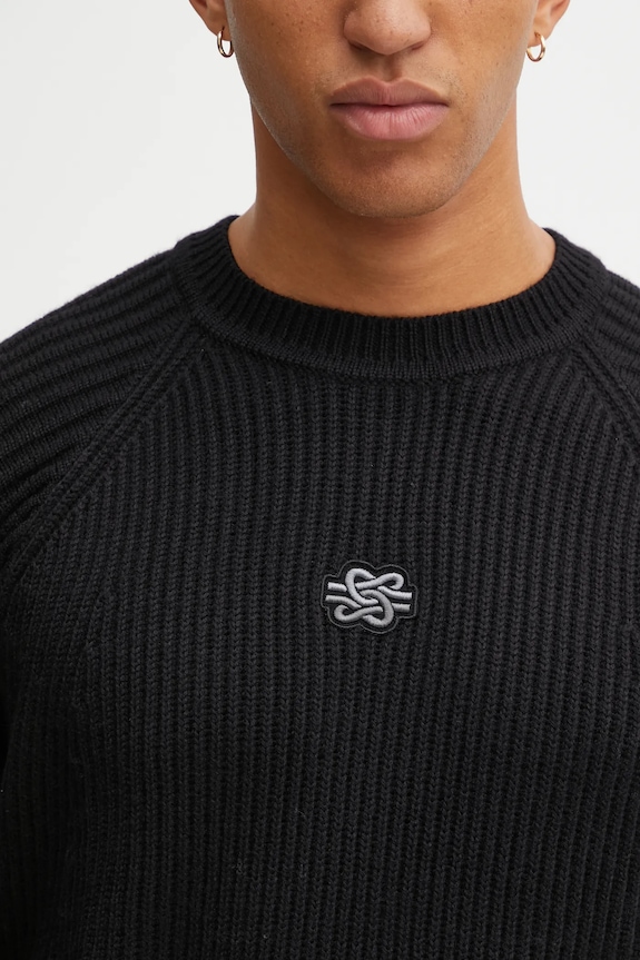 Filling Pieces Knit Sweater Raglan sweter z wełną męski czarny 422575500261