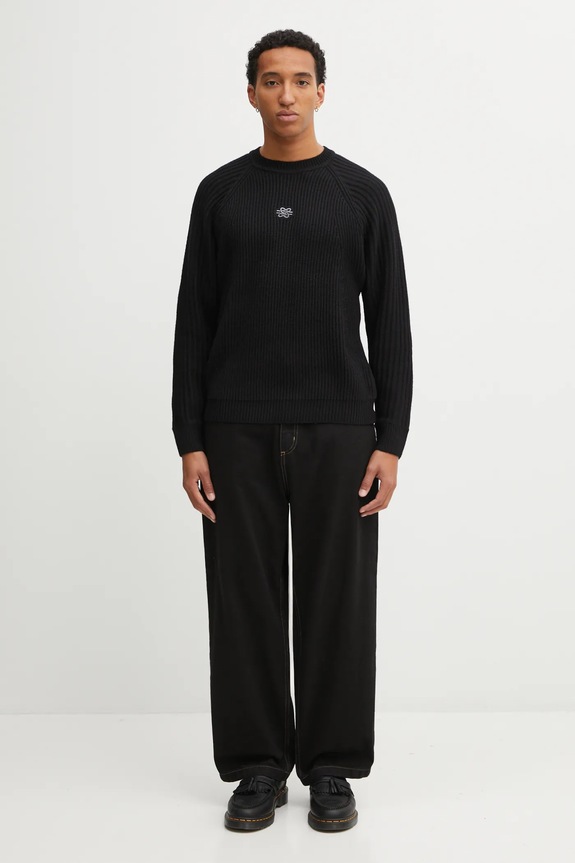 Filling Pieces Knit Sweater Raglan sweter z wełną męski 422575500261 czarny