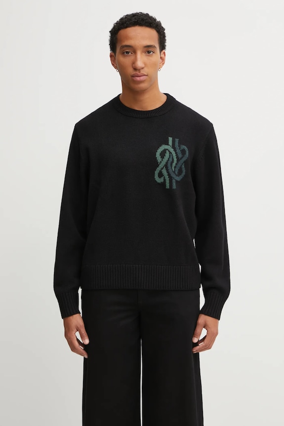 Filling Pieces Knit Sweater Knot sweter z wełną męski okrągły czarny 422575500265
