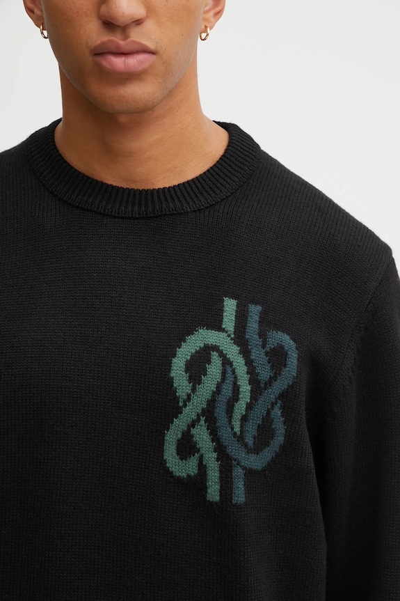 Filling Pieces Knit Sweater Knot sweter z wełną męski czarny 422575500265