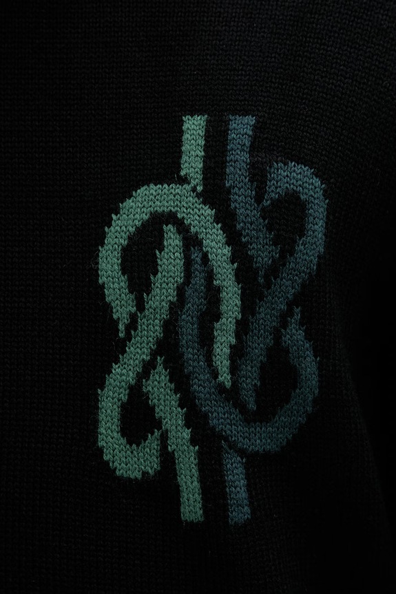 Filling Pieces sweter męski z wełną Knit Sweater Knot 422575500265 czarny