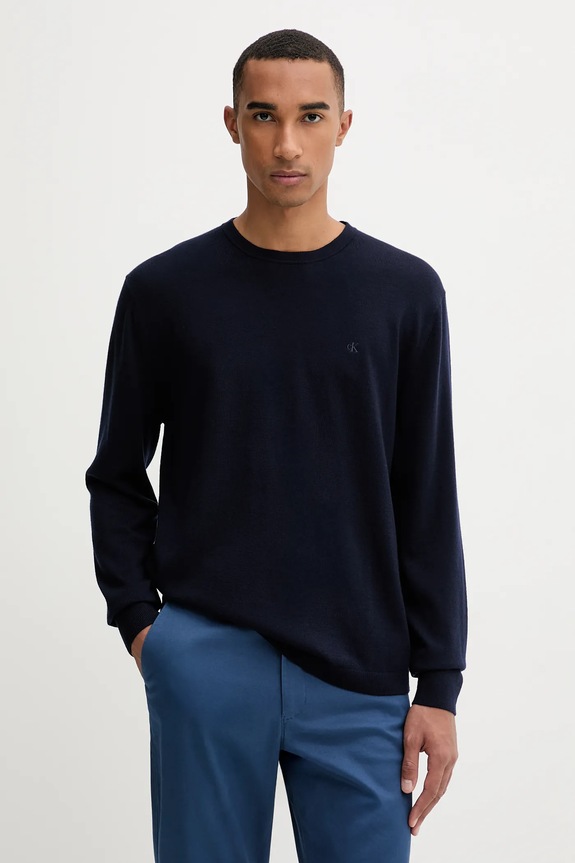 Vlnený sveter Calvin Klein vlna tmavomodrá LV04LB305G