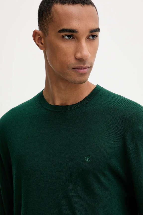 Calvin Klein sweter wełniany zielony LV04LB305G