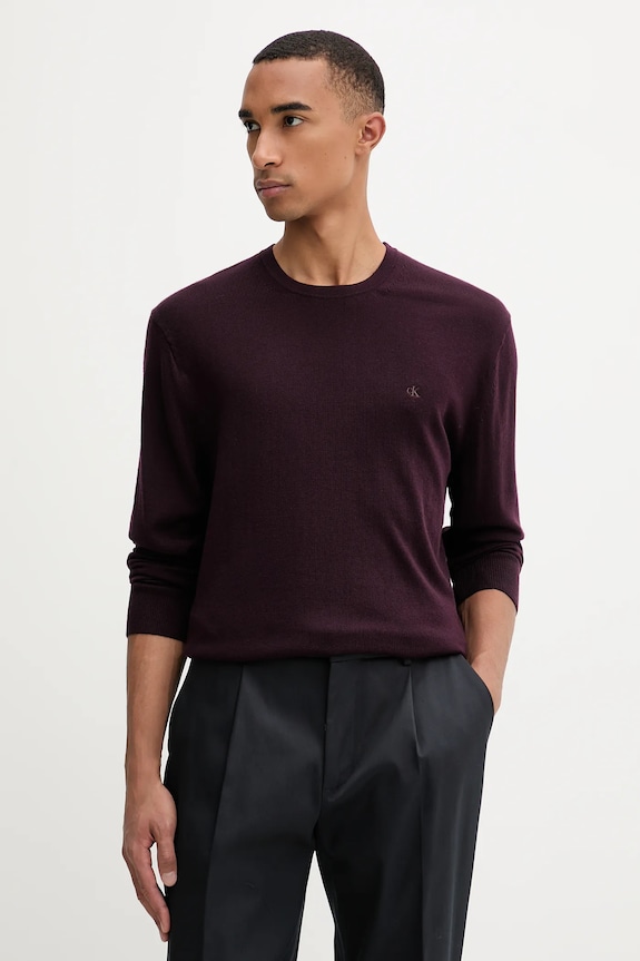Vlnený sveter Calvin Klein vlna burgundské LV04LB305G