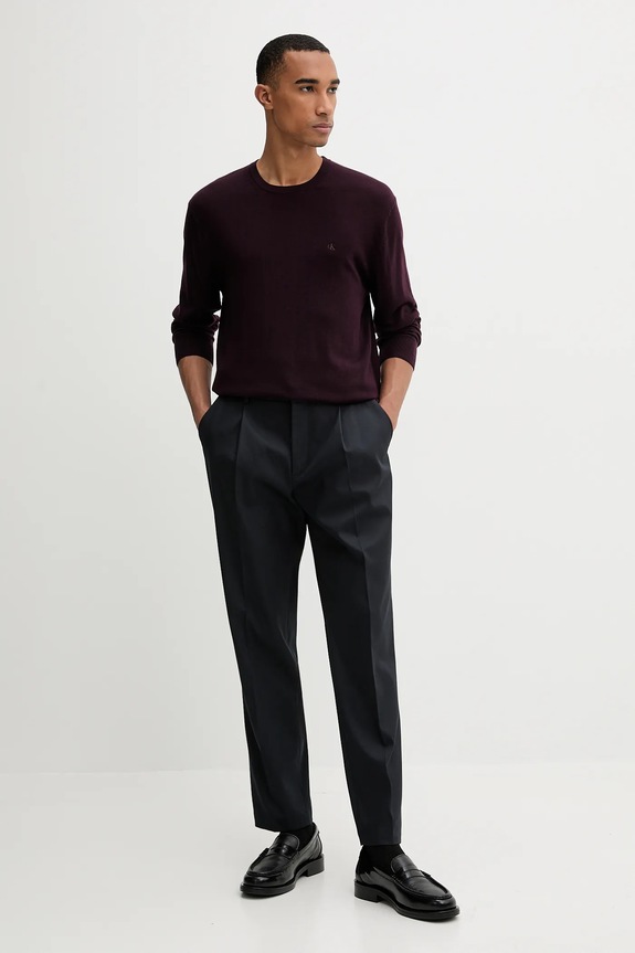 Vlnený sveter Calvin Klein LV04LB305G burgundské AW25