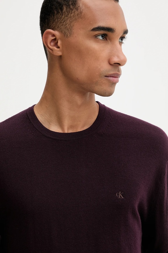 Vlnený sveter Calvin Klein burgundské LV04LB305G