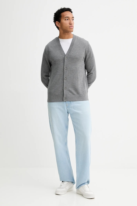 Calvin Klein cardigan din lână LV04LB306G gri AW25