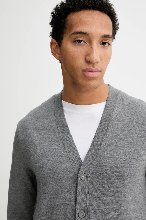 Calvin Klein cardigan din lână gri LV04LB306G