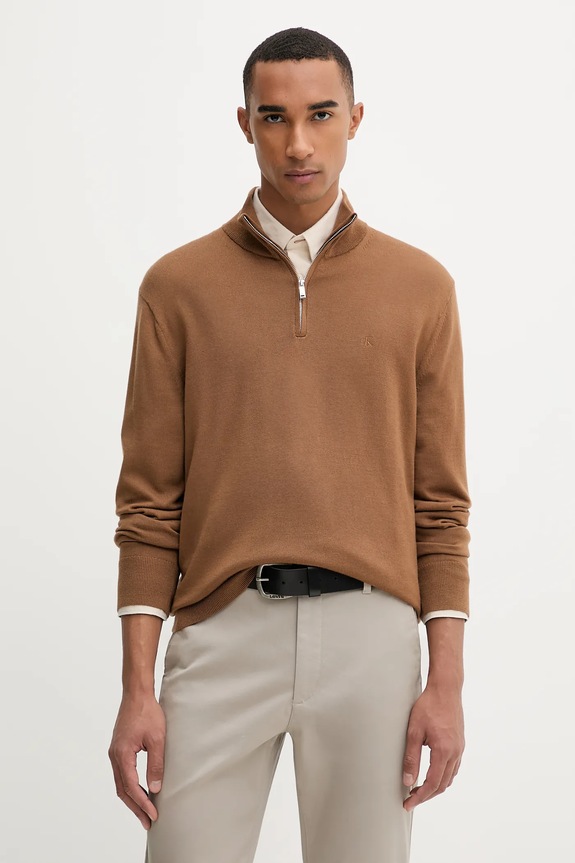 Calvin Klein pulover de lână fixat maro LV04LD318G