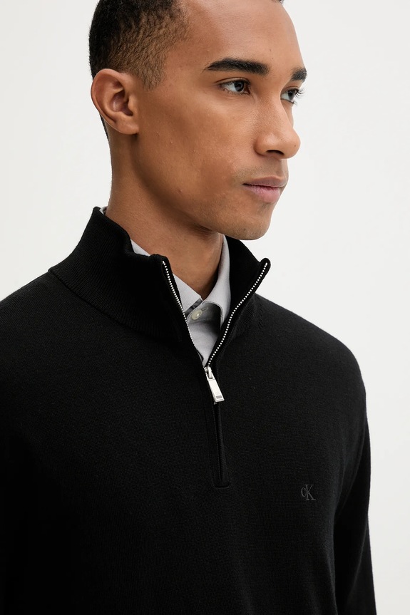 Calvin Klein sweter wełniany czarny LV04LD318G