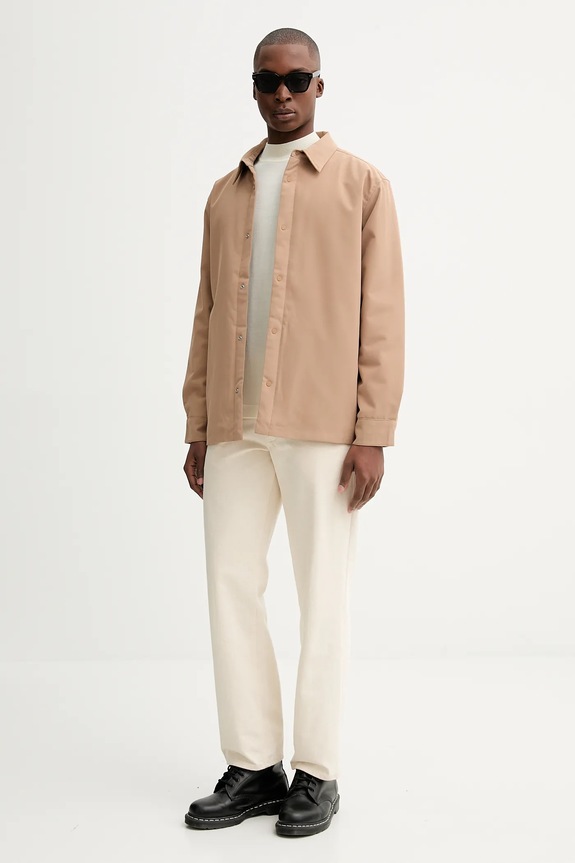 Calvin Klein sweter wełniany LV04LE309G beżowy AW25