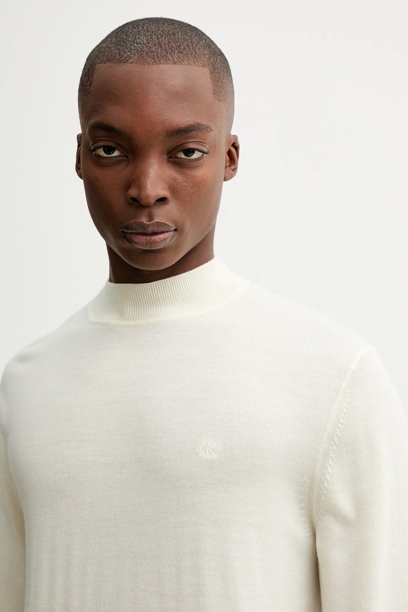 Calvin Klein sweter wełniany beżowy LV04LE309G