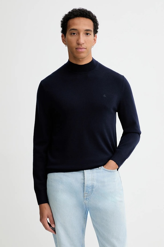 Vlnený sveter Calvin Klein vlna tmavomodrá LV04LE309G