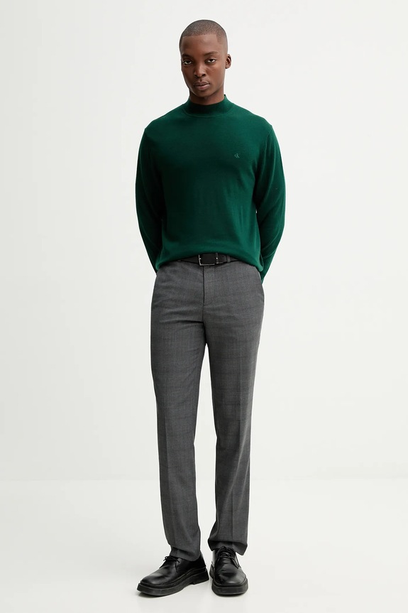 Calvin Klein sweter wełniany LV04LE309G zielony AW25