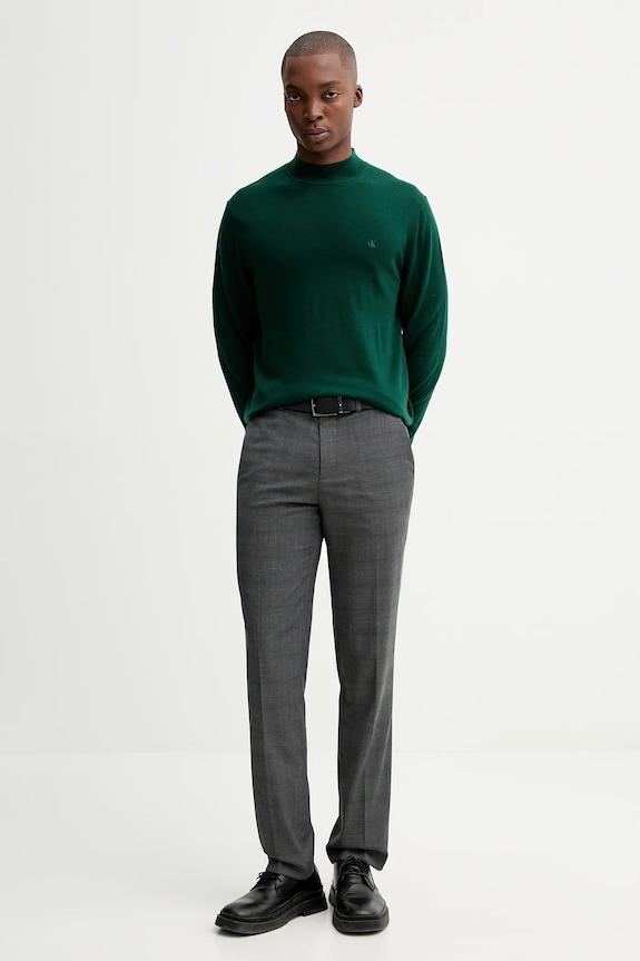 Calvin Klein sweter wełniany LV04LE309G zielony AW25