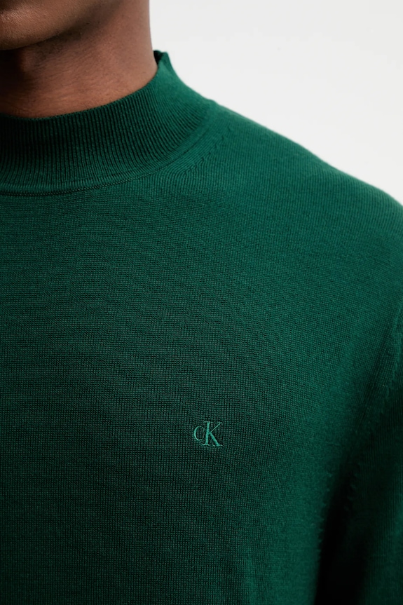 Calvin Klein sweter wełniany LV04LE309G zielony