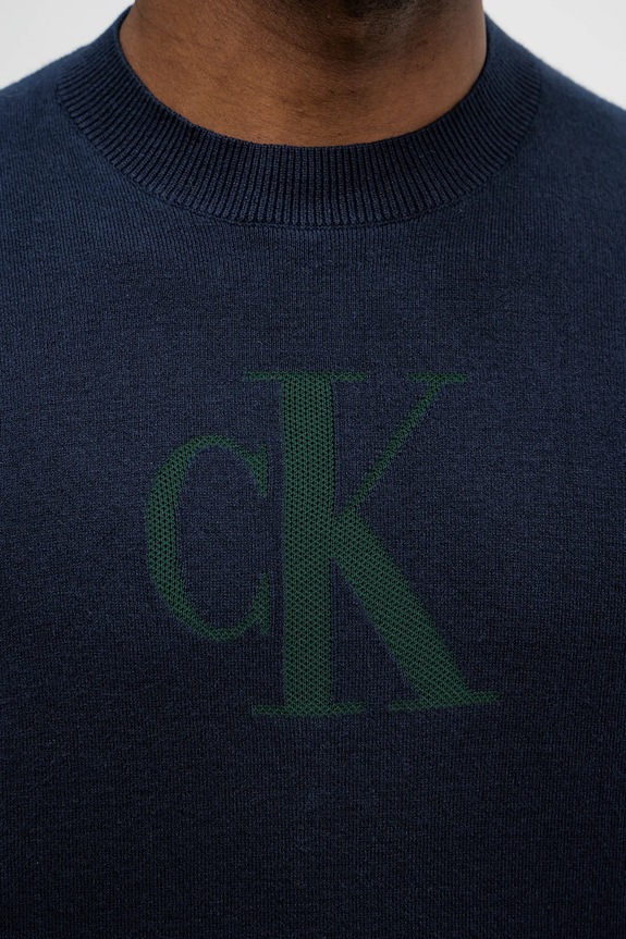 Πουλόβερ με μείγμα κασμίρ Calvin Klein Jeans LV04RD305G σκούρο μπλε