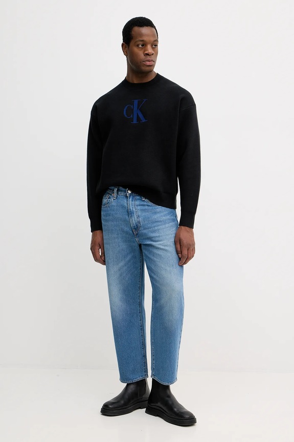 Πουλόβερ με μείγμα κασμίρ Calvin Klein Jeans LV04RD305G μαύρο AW25