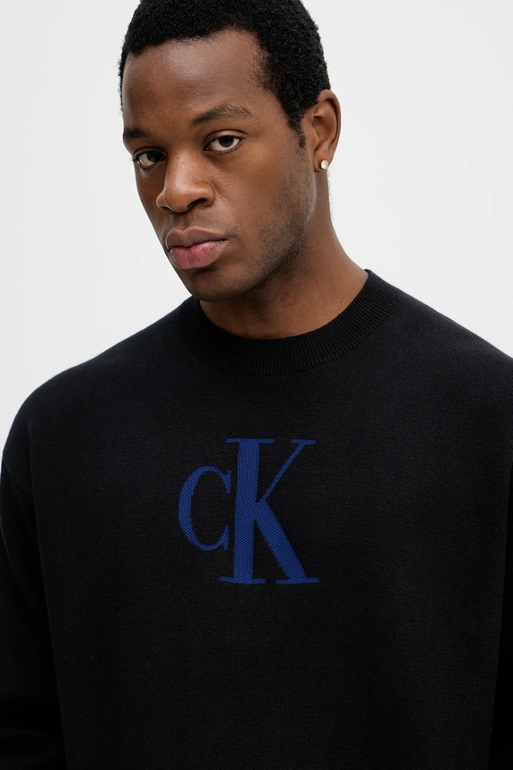 Πουλόβερ με μείγμα κασμίρ Calvin Klein Jeans μαύρο LV04RD305G