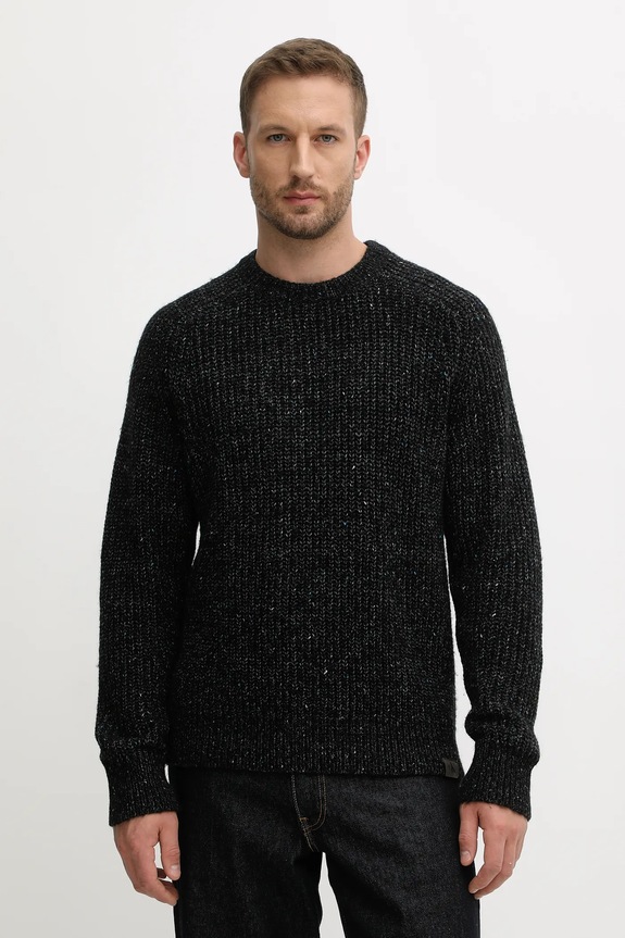 Calvin Klein Jeans sweter z dodatkiem wełny okrągły czarny LV04RD311G