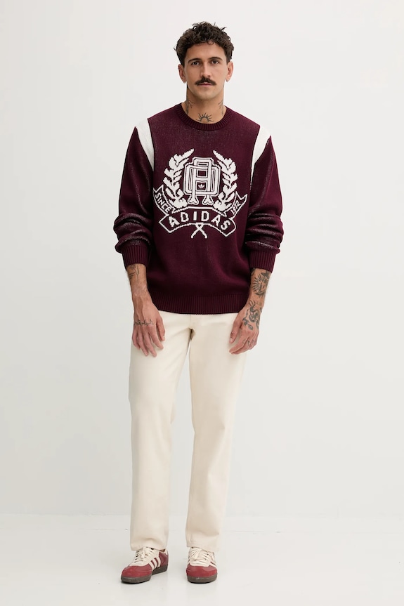 adidas Originals pamut pulóver Varsity Regular JX8215 burgundia AW25