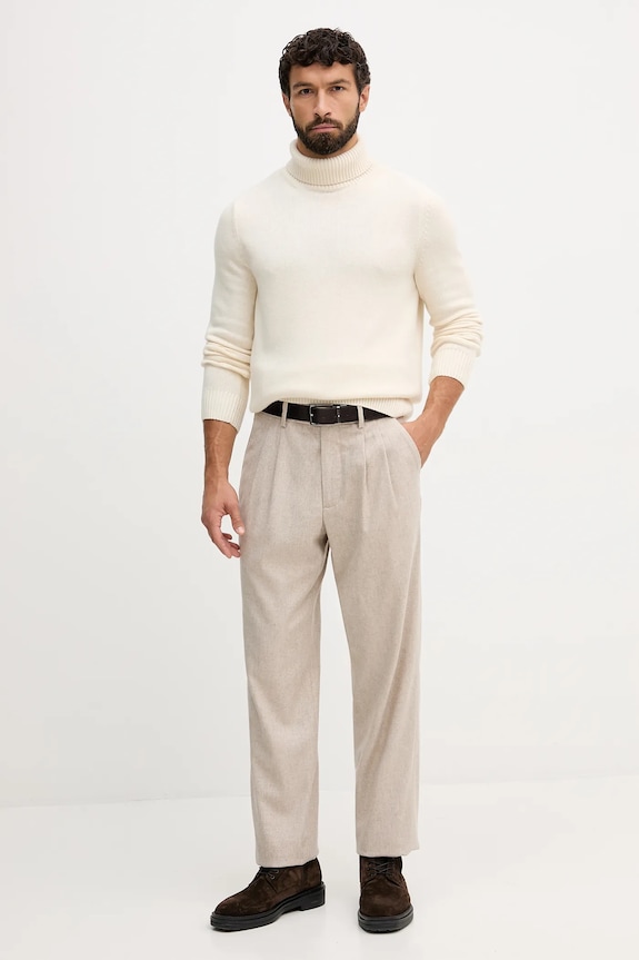 Vuneni pulover Barbour MKN1658 bež AW25