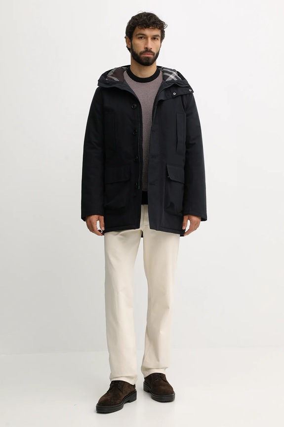 Barbour sweter bawełniany WELLS MKN1665 granatowy AW25
