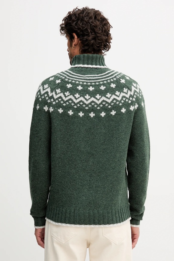 Odzież Barbour sweter wełniany HEWTON MKN1672 zielony
