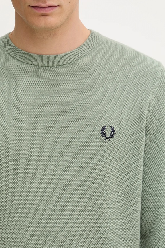 Fred Perry sweter bawełniany zielony K1309
