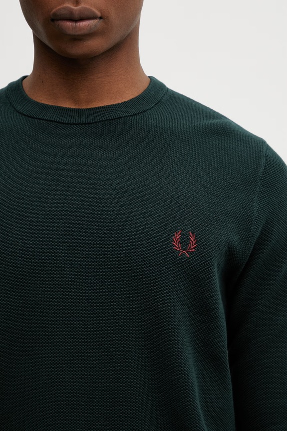 Bavlnený sveter Fred Perry zelená K1309