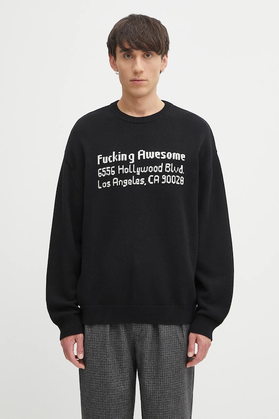 Fucking Awesome cotton jumper FA Hollywood chunky black PN20020