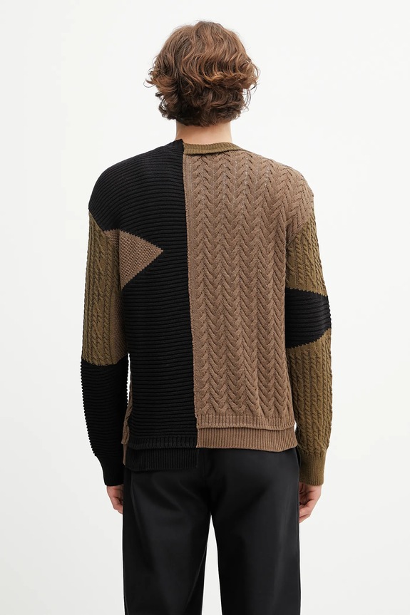 Abbigliamento Andersson Bell maglione in lana Patchwork Asymmetric Crewneck atb1330m verde