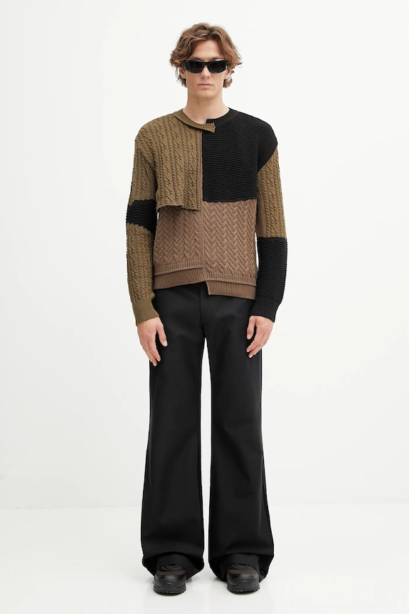 Andersson Bell maglione in lana Patchwork Asymmetric Crewneck verde atb1330m