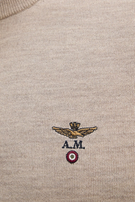 Μάλλινο πουλόβερ Aeronautica Militare MA1567UL00415 μπεζ