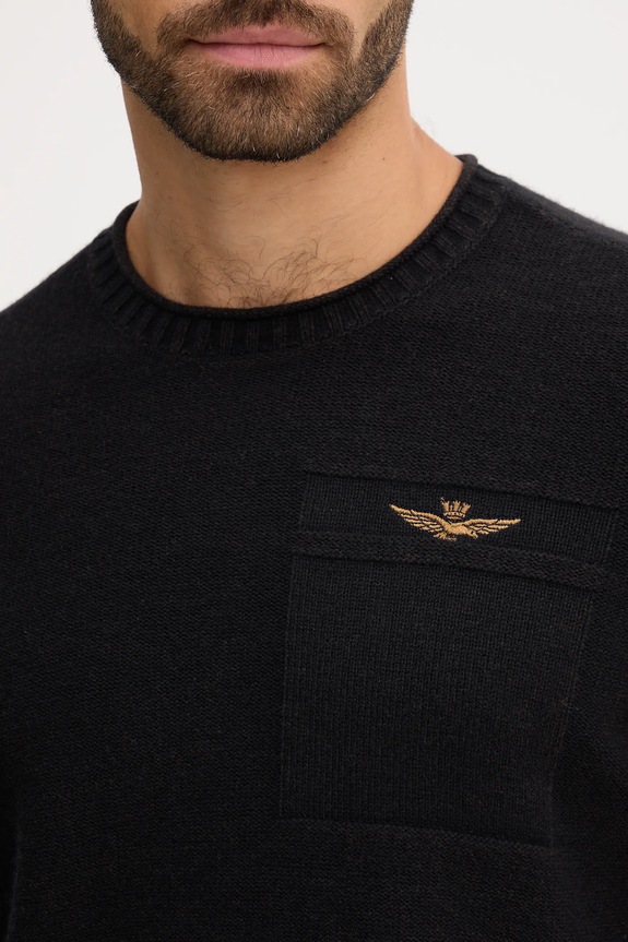 Aeronautica Militare gyapjú pulóver MA1586UL00904 fekete