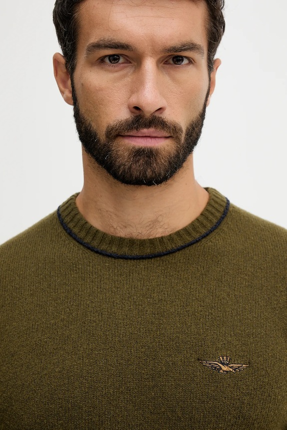 Μάλλινη μπλουζα Aeronautica Militare πράσινο MA1608UL00924