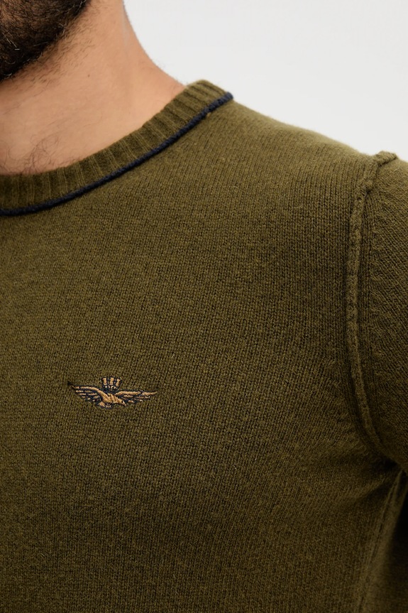 Μάλλινη μπλουζα Aeronautica Militare MA1608UL00924 πράσινο