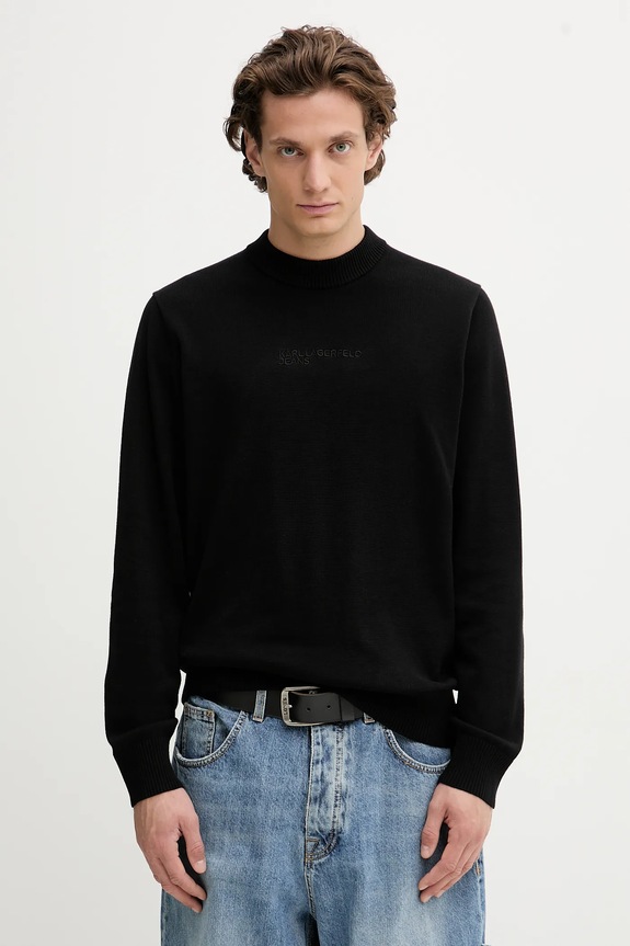 Βαμβακερό πουλόβερ Karl Lagerfeld Jeans βαμβάκι μαύρο A4M18033