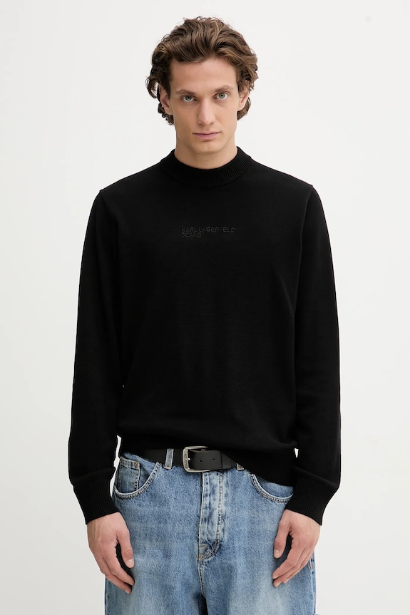 Βαμβακερό πουλόβερ Karl Lagerfeld Jeans βαμβάκι μαύρο A4M18033