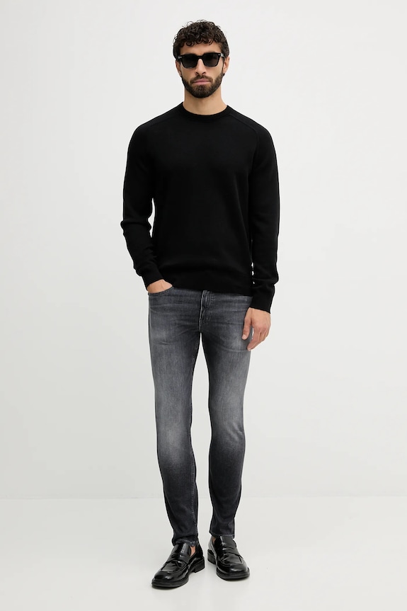 Sveter s prímesou vlny BOSS H-Hidoneo 50549977 čierna AW25