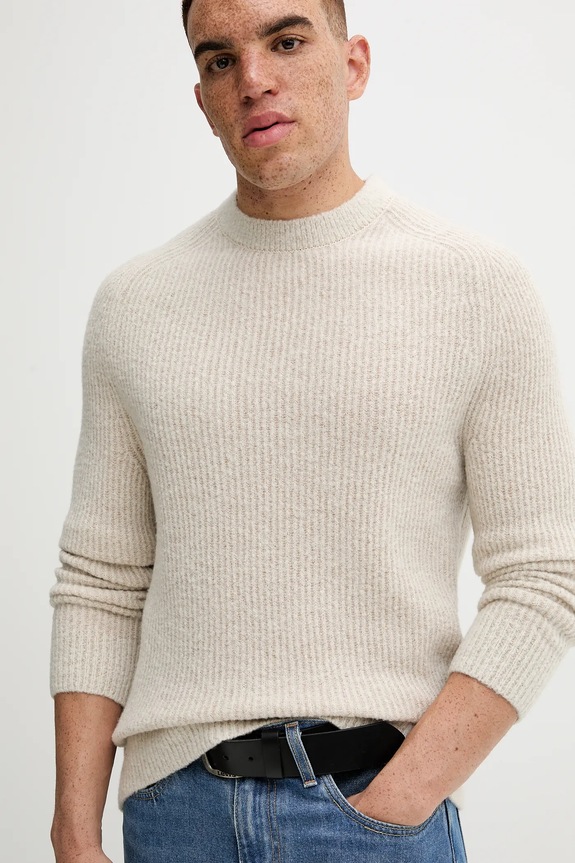Marc O'Polo sweter z dodatkiem wełny beżowy 529506860144