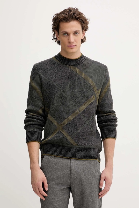 Marc O'Polo sweter z dodatkiem wełny okrągły szary 529509860122