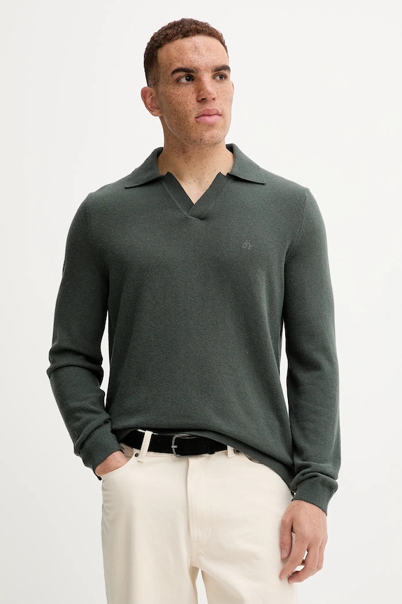 Marc O'Polo sweter z dodatkiem wełny szpic zielony 5000012331