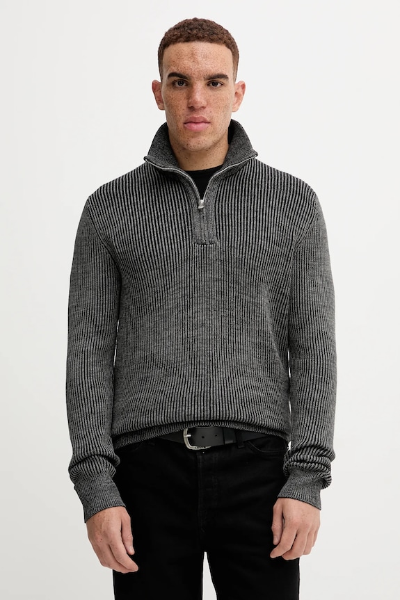 Marc O'Polo sweter z dodatkiem wełny zapinany szary M29507960118