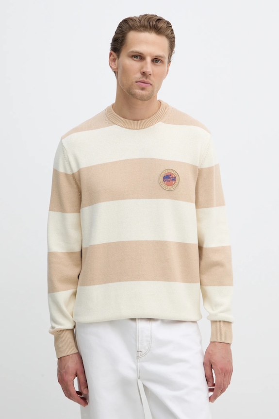 Lacoste pamut pulóver pamut bézs AH5179