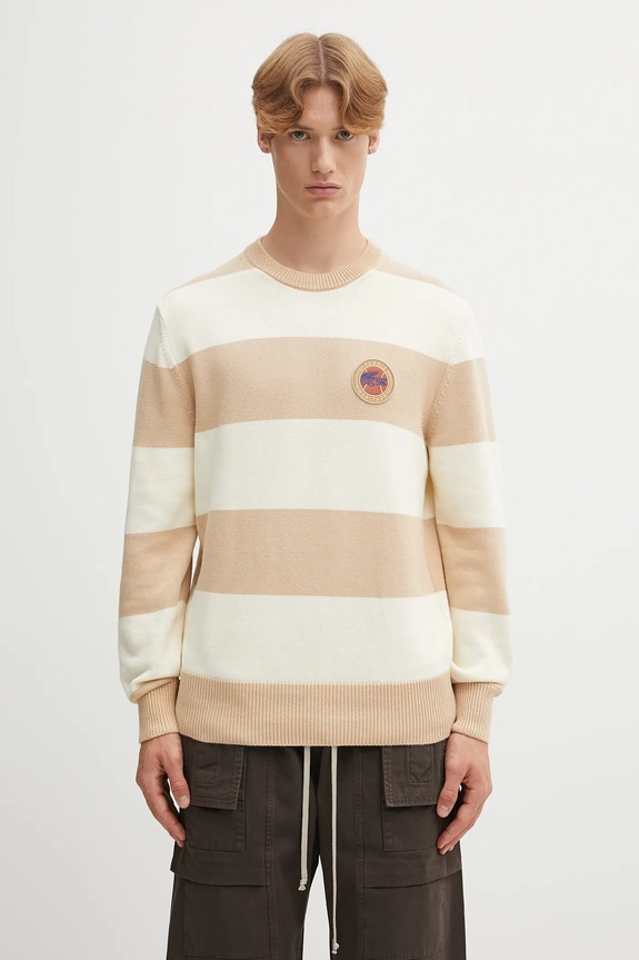 Хлопковый свитер Lacoste узор бежевый AH5179